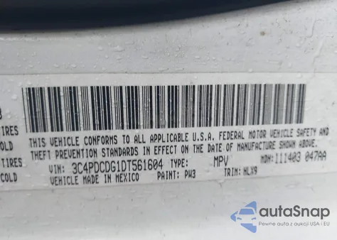 2013 Dodge Journey Crew z USA, uszkodzony, nr VIN 3C4PDCDG1DT561604